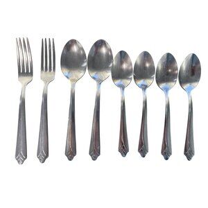 Vintage Stainless USA Flatware Silverware Set 8 Piece Forks Spoons Deco Durable